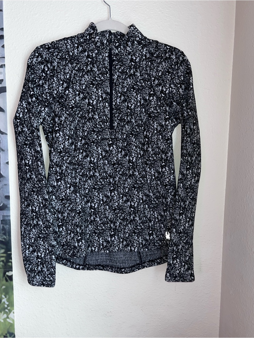 Spyder Women's Black & White Marled Half-Zip Long Sleeve Top